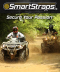 Two ATVs driving through muddy terrain, showcasing Retractable Ratchet Tie Down Straps 4 Pack 1,500 LB Break Strength 500 LB Safe Work Load