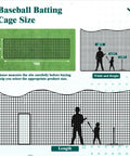 Diagram showing 70 Foot Baseball Batting Cage For Backyard Practice With Durable Netting And Frame size dimensions and height comparison.