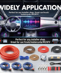 0 Gauge True Dual Amp Wiring Kit With 2000W Power 200A ANL Fuse OFC RCA Cables 14 Gauge Speaker Wire Pre Cut Power And Ground Cables Distribution Block Install Hardware For A High Performance Car Audio System installed in car interior