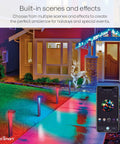 Smart WiFi Pathway Lights Two Pack Extension Kit illuminating pathway with colorful effects, app control screen visible