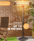 Infrared Patio Heater For Indoor And Outdoor Use, Portable Stand Heater With Remote Control, 1500 W, Weather Resistant, Off Black