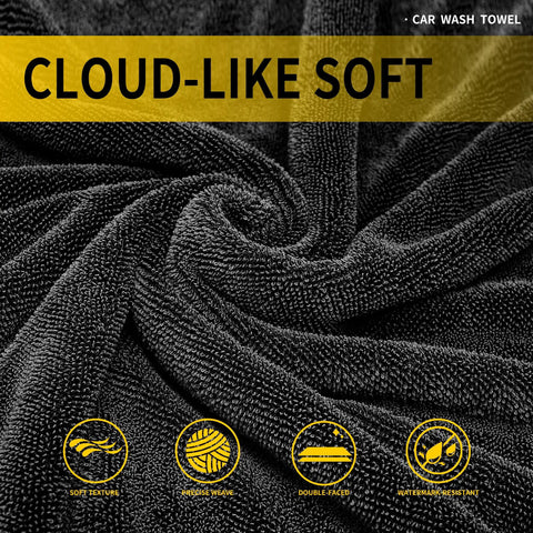 Close-up texture of 48x24 inch ultra-absorbent microfiber car wash towel showcasing cloud-like softness from 2 Pack 48x24 Inch Car Drying Towels For Ultra Absorbent Auto Detailing Heavy Duty Large Microfiber Car Wash Towels Extra Large Drying Towels For Quick Shine And Scratch Free Finish Premium Auto Care Accessories