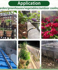 All In One 360 Degree Adjustable Drip Irrigation System With Fifty Foot Hose And Fifteen Nozzles in garden and greenhouse setup