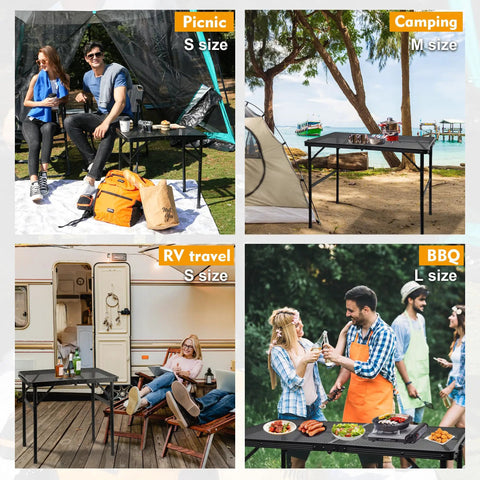 Lightweight Mesh Camping Table With Adjustable Height For Camp Cooking And BBQ Portable Small Folding Metal Outdoor Table For Grill RV And Picnic 2 Ft Black