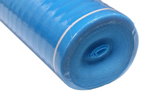 Top Notch Eight Hundred Square Foot Blue Two Millimeter Flooring Underlayment Padding roll showing material texture and size.