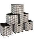 6-Pack Foldable Fabric Storage Bins featuring Fresh Houndstooth Pattern, 11" non-woven cubes for kids rooms.