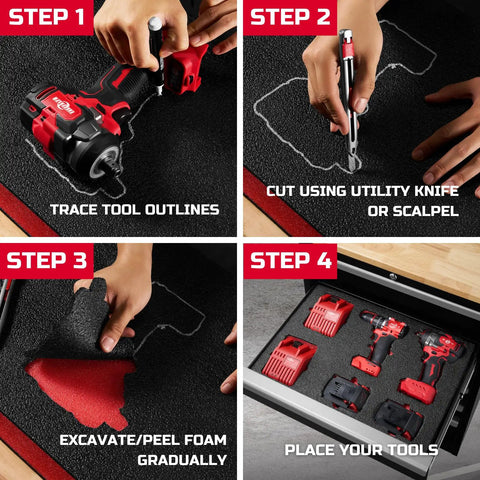 Cut The Clutter And Lock Down Your Toolbox With Heavy Duty Foam Organizers 22X18 Inch Pack Of 3 High Density Polyethylene Kaizen Sheets For Custom Shadow Board Storage That Keeps Your Pro Gear Tight