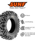 SET OF FOUR 25x8-12 FRONT AND 25x10-12 REAR ATV UTV TUBELESS 6PR TIRES POWER I A033 BUNDLE FOR TRAILS DESERT MUD DIRT ROCKS TIRE