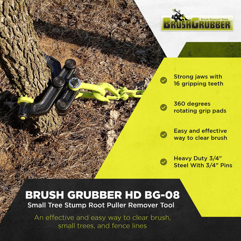 Heavy Duty Steel 360 Degree Tree Stump Remover Attachment for Tractors and ATVs, Grabs Stubborn Stumps Up To Four Inches, 16 Tooth Grip