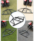 Beefy Heavy Duty Steel Driveway Drag Harrow 66 Inch Wide for ATV UTV shown on grass, sand, gravel, and attached to ATV.