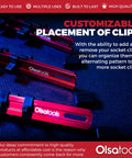Aluminum Socket Organizer Rail Kit, 3 Piece Red Set For One Half Inch, Three Eighth Inch, And One Quarter Inch Drives with clips
