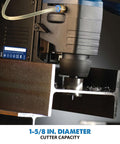 EVOMAG42 magnetic drilling system, side view; drilling a steel channel with 1-5/8 in diameter cutter capacity