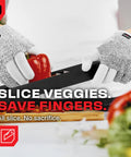 Three Finger Reinforced Cut Resistant Kitchen Gloves For Women And Men With Stainless Steel Thread Protection and knife.