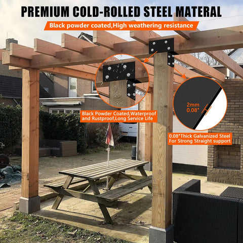 Post Cap Tie Bracket For Wood Posts 4x4 And 4x6 Beefy Heavy Duty Support Bracket Black T Shape For Gazebos Patios Decks And Porches Outdoor All Weather Hardware 4 Pack Bundle