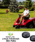 2 Pack Idler Pulley 756-04325 Replacement For Craftsman LT2000 Cub Cadet LTX1042 Garden Tractor Replaces MTD 756-04325 Rotary 14326 Durable Mower Deck Pulley For Smooth Spin And Easy Install, black steel mower pulley pair