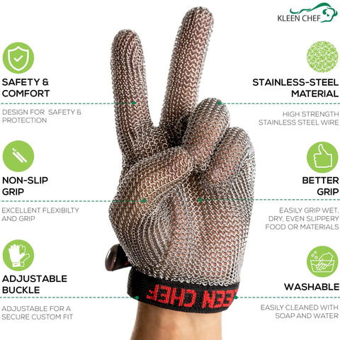 Stainless Steel Cut Resistant Glove For Meat Handling And Food Prep Tough As Nails Heavy Duty Chainmail Butcher Glove With Adjustable Buckle