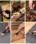 WORKPRO 2-in-1 folding knife/box cutter with wood-grain handle; side view cutting tree bark.
WORKPRO 2-in-1 knife close-up cutting a branch; belt clip visible.
WORKPRO 2-in-1 knife side view slicing leaves in a mulch bed.
WORKPRO 2-in-1 knife with wood handle trimming twine on cutting mat.
Hands using WORKPRO 2-in-1 knife to open a cardboard box; belt clip visible.
WORKPRO 2-in-1 knife cutting carpet; wood handle and blade visible.