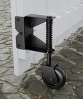 4 Inch Gate Wheels With Spring Loaded Caster And 360 Degree Universal Mount Plate For Wooden Fence And Metal Gates Heavy Duty 220 Lb Capacity Black Absorbs Vibration And Handles Uneven Surfaces Across Concrete Dirt And Grass