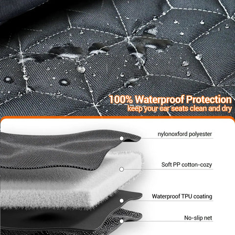 Waterproof Dog Car Seat Cover For SUVs Back Seat Heavy Duty Nonslip Bench Protector demonstration of waterproof layers