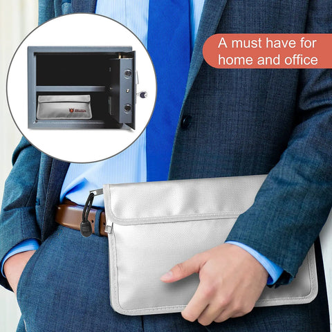 Fireproof Document Bag 2000F Waterproof And Fireproof Money Bag With Zipper Safe Storage Pouch For Passport Cash Jewelry Legal Documents And Valuables, 10.6 x 6.9 Inches