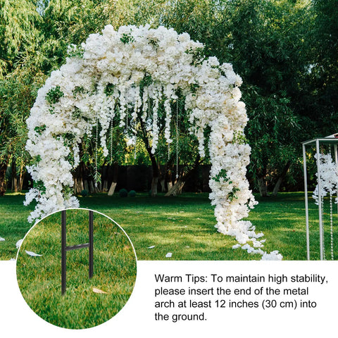 7.8Ft Garden Arch Trellis Black Metal Frame For Climbing Plants Ideal For Weddings Parties And Garden Entrances Durable Outdoor Archway enhanced with white flowers