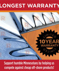 HeatTapePro Intelligent Commercial Grade Self Regulating Heat Cable With GlowCap For Ice Dam And Pipe Freeze Protection, 24 Ft Cable Plus 10 Ft Cord, 120V, 6 Watts Per Foot, Beast Mode Protection That Keeps Your Pipes Safe, 10 Year Warranty shown with roof installation and warranty badge.
