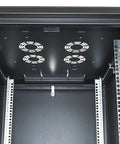 Interior view of Heavy Duty 19 Inch Network Cabinet Server Rack Enclosure featuring secure locking design and ventilation panels.