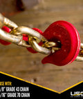 Badass Heavy Duty Lever Load Binder For 516 Inch Grade 70 Chain With 5400 Lbs Working Load Limit And 16200 Lbs Break Strength showing chain attachment.