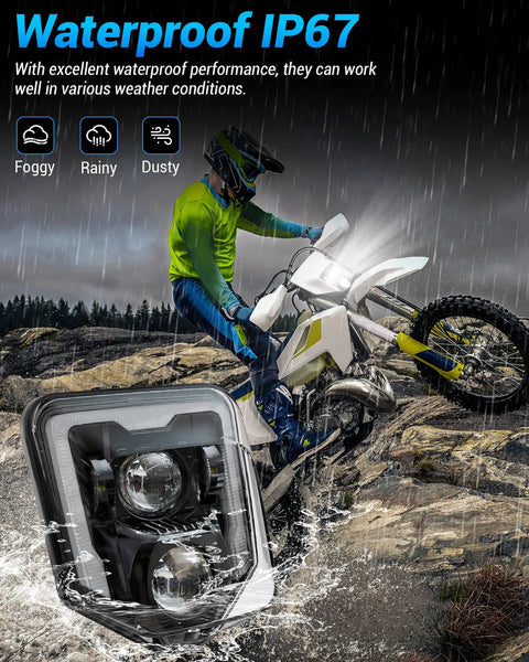 3200LM Dirt Bike Headlight With DRL For Husqvarna 2017 To 2023 Enduro Motocross Models FE250 FE350 FE450 FE501 FE501S FE701SM TE150 TE250i TE300i TX125 FC250 FC350 FC450 Pit Bike Black