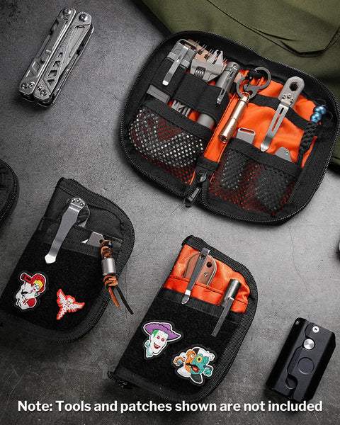 EDC Pouch With Ten Compartments Small Pocket Tool Organizer For Multitools Men DIY Patches Area Durable Everyday Carry Case