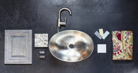 Hammered Nickel Vessel Sink Handcrafted Above Counter Basin 19 Inch Hobbes Style with Durable Nickel Finish, Easy DIY Install