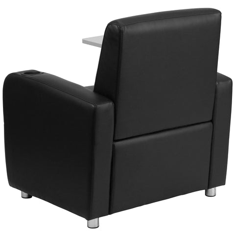 Rear view of George LeatherSoft Guest Chair With Tablet Arm And Cup Holder For Offices And Waiting Rooms, black upholstery