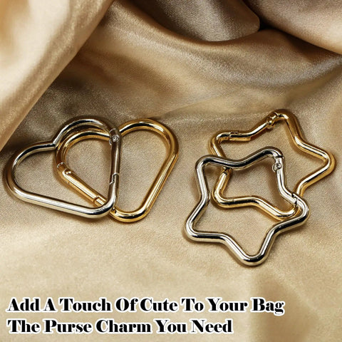 Four Piece Heart And Star Carabiner Keychain Clips In Gold And Silver Durable Alloy For Crafts Bags And Charms