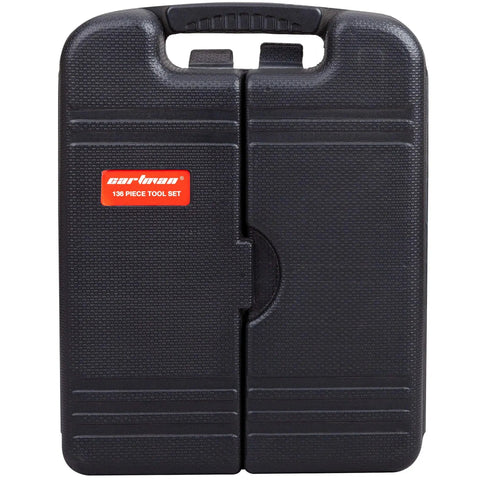 136-Piece General Household Tool Set With Plastic Toolbox Case, compact and rugged black toolbox for easy storage and transport