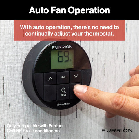 Chill HE RV Thermostat Single Zone Wall Control With Backlit LCD Heat And Cool Modes Dry Mode Auto Fan Two Speed Settings