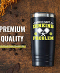 Premium 20 Oz Pickleball Travel Tumbler With Secure Spill Proof Lid And Present Ready Gift Box Sleek Stainless Steel Drink Cup with playful text.