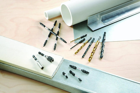 8-Piece 2 Inch Torx Impact Bit Set With Clip For Custom Case System, displayed on a workshop surface with other drill bits