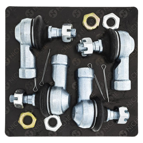 Beefy Tie Rod End Kit For Arctic Cat 3303 223 And 3303 224 With M10 By One Point Two Five Thread Two And One Third Inch Length On Knuckle Side Gray Finish Replaces OEM 2006 DVX 50 2x4 And 2006 DVX 90 2x4 Utility, gray tie rod ends with nuts and cotter pins