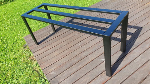Beefy Heavy Duty Table Base For Glass Or Granite Tops Industrial Metal Frame Supports Up To 1000 Lb With 28 Inch Height Outdoor View