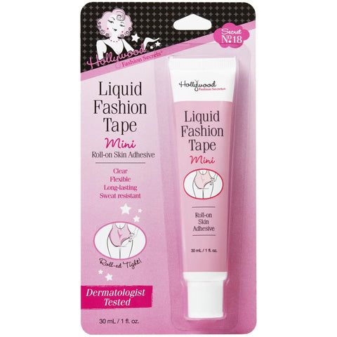 Liquid Fashion Tape Roll On Adhesive For Clothes And Skin Safe No Fuss All Day Hold Clear Body Glue For Dresses And Fabric Portable 1 Fl Oz Mess Free Application For Quick Fixes in packaging