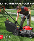 Powerful 21 Inch Self Propelled Gas Lawn Mower With 170cc OHV Engine And Forced Air Cooling for handling thick grass