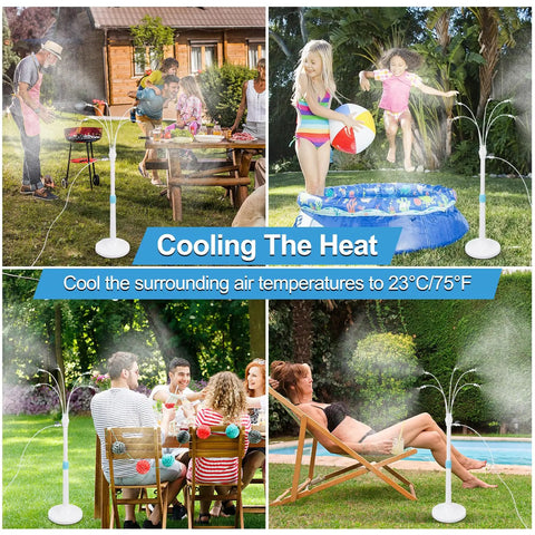 Standing Outdoor Misting System For Patio And Backyard, Portable Water Mist Kit with adjustable height, cooling four scenes