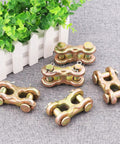 8 Pack 3/8 Double Clevis Link Heavy Duty Zinc Plated Alloy Steel Chain Repair Hardware, showing five connectors on grey fabric.