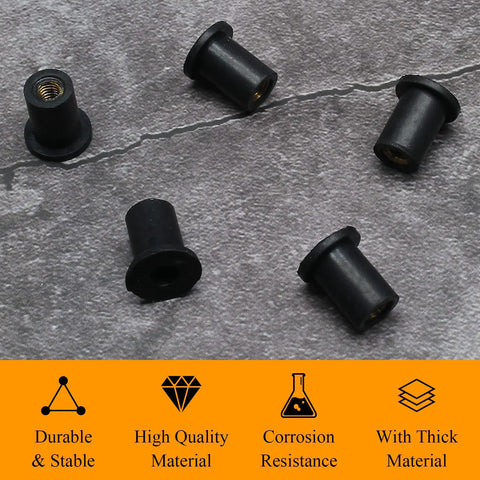 12 Pack M4 Rubber Well Nuts Neoprene Expansion Brass Fasteners For Motorcycle Fairings And Watercraft Sealing Holes