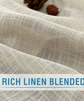 Close-up of Cozy Natural Linen Blend Curtains For Living Room With Burlap Texture And Light Filtering Nickel Grommet Two Panel Set For Bedroom Privacy 52 Inch By 84 Inch Ivory, showcasing rich linen blend fabric in ivory color with textured detail.