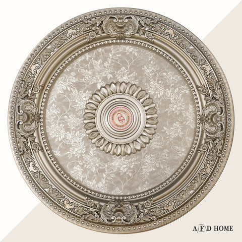 Petite Round Ceiling Medallion For Chandeliers And Fans 24 Inch Champagne Finish With Old World Floral Detailing And Classic Vibe
