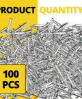 Beefy 100 Pack Large Flange Aluminum Pop Rivets 3/16 Inch By 3/4 Inch Long Dome Head Blind Rivets shown in bulk