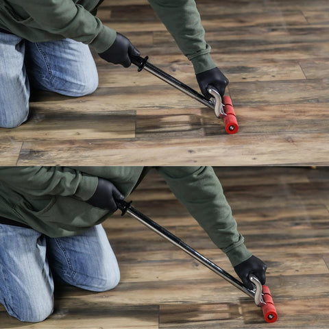 Heavy Duty Seam Press Roller Extendable From 17 To 27 Inches For Laminate Vinyl Carpet Tile And Linoleum Floors in use