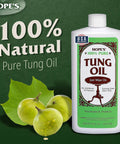 100 Percent Pure Tung Oil For Wood Finish And Sealer, Food Safe, Waterproof Natural Wood Coating For Indoor And Outdoor Projects, Easy Wipe On, Deep Penetrating Oil For Cabinets, Furniture, Decks, 16 Fl Oz, 1 Pack