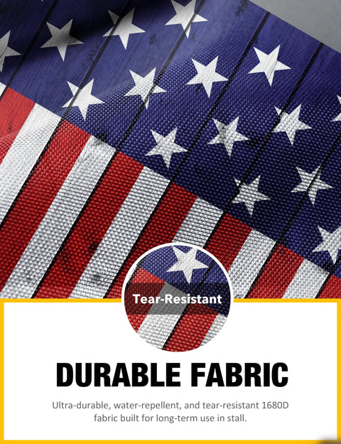 Horse Stall Guard With Adjustable Straps And Sturdy Spring Hooks, Water Resistant 1680D Polyester With Bold Prints And US Flag Design